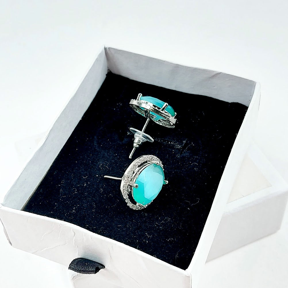 Oval aqua nappikorvakorut Bellus By Bia