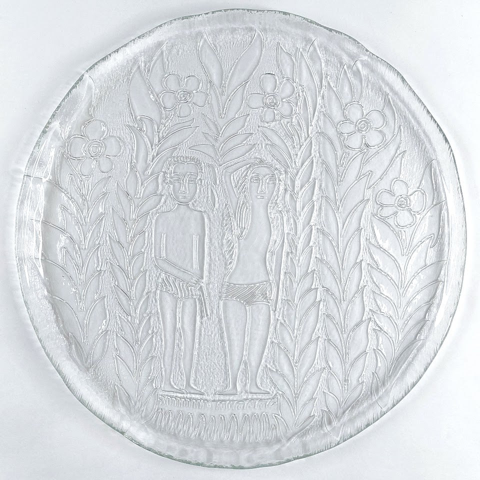 Humppila Aatami ja Eeva lasilautanen