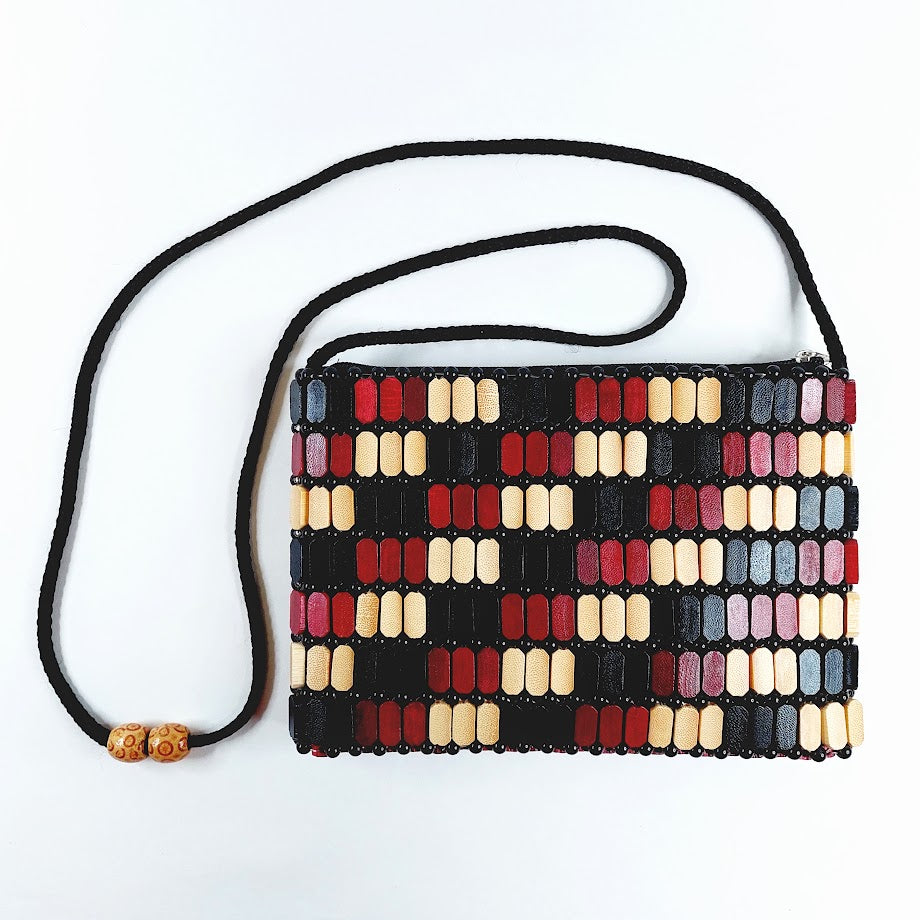 Afrikkalainen design puuhelmi käsilaukku