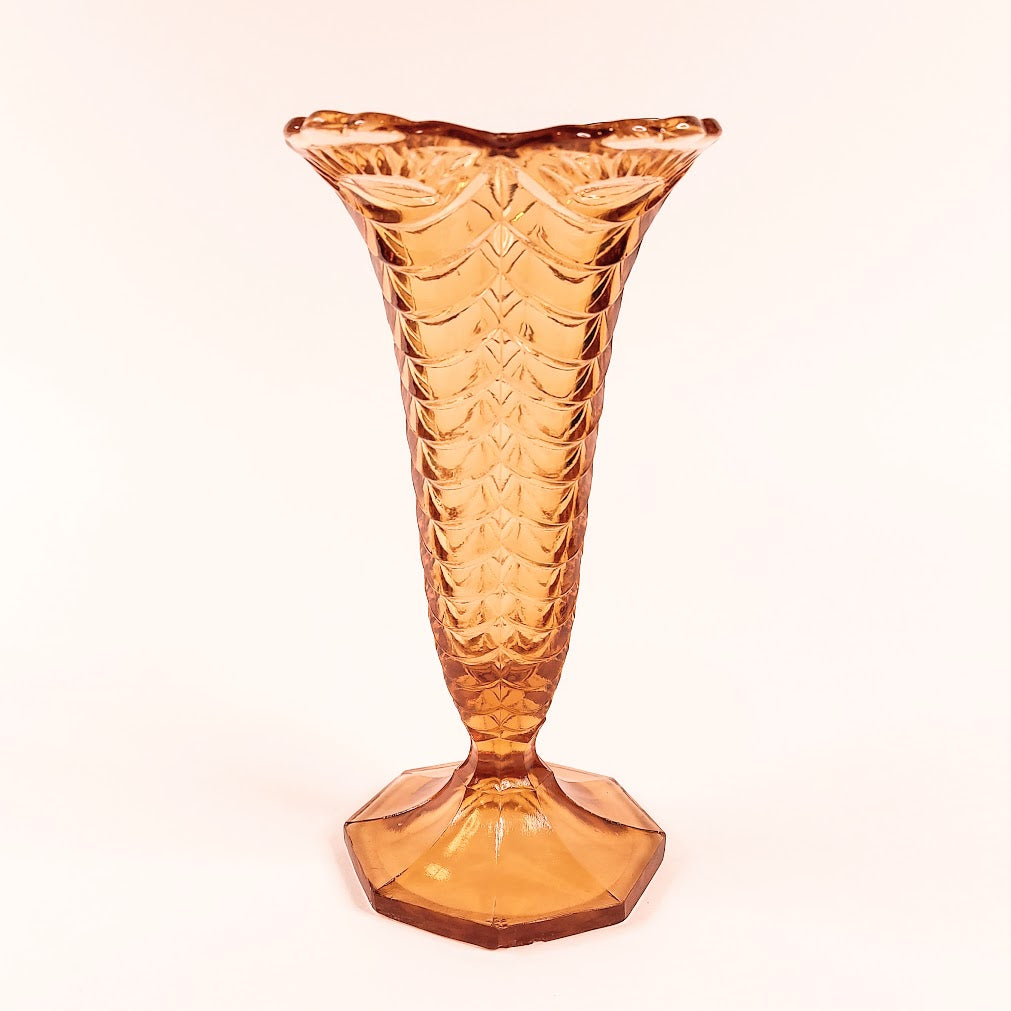 Lasinen vintage maljakko 19 cm
