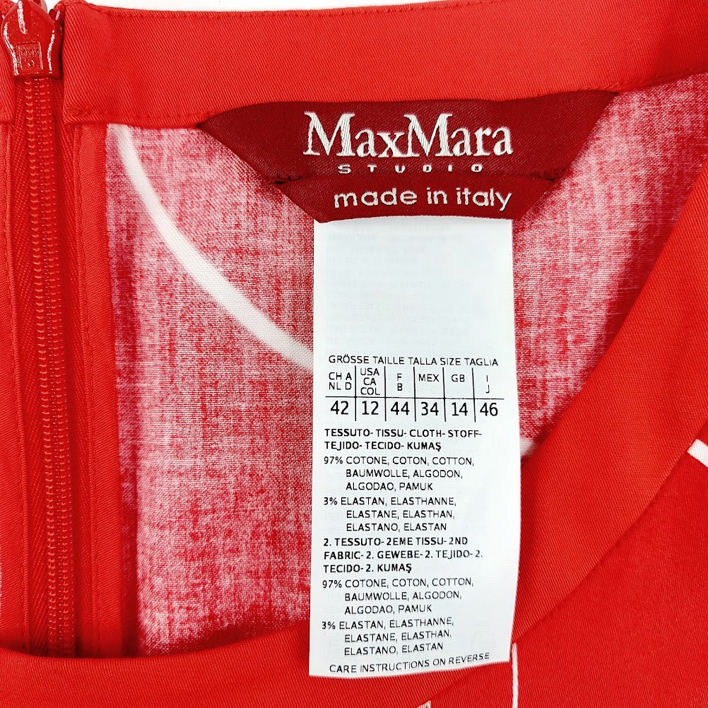 Max Mara Studio Red Cherry Print mekko koko 42