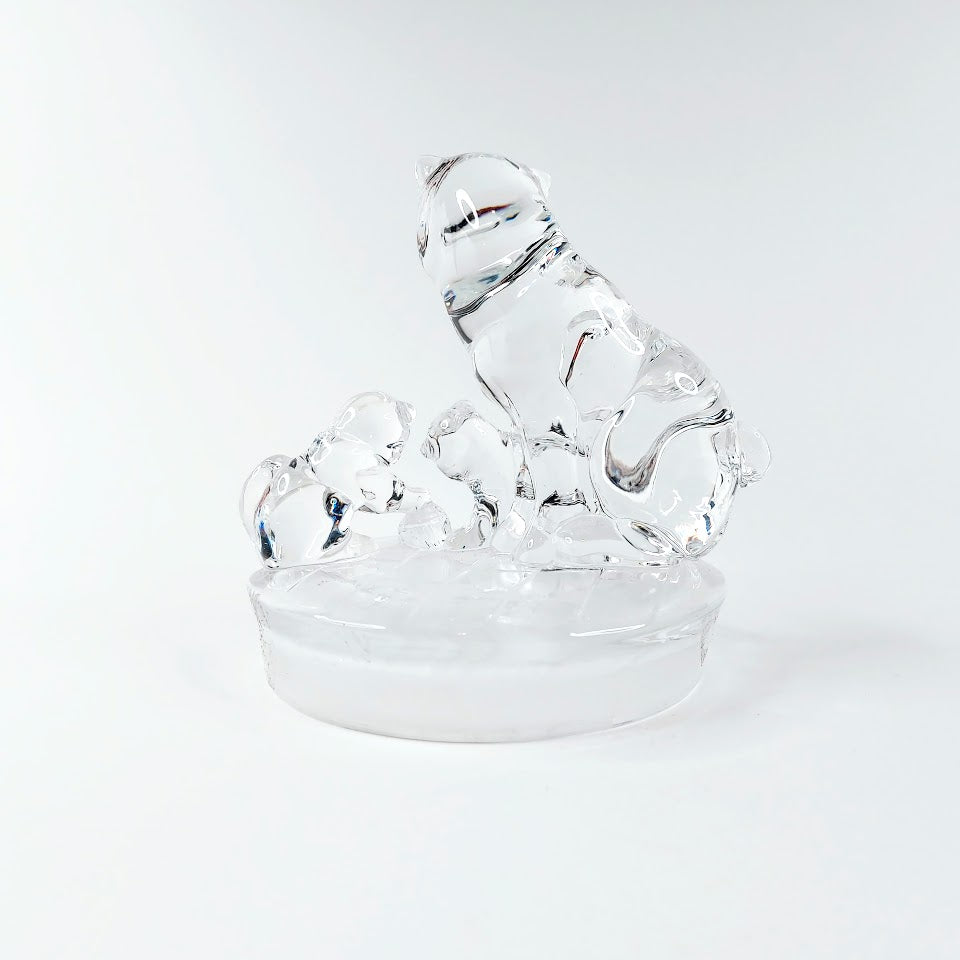 Royal Crystal Rock kissa ja pennut kristallifiguuri