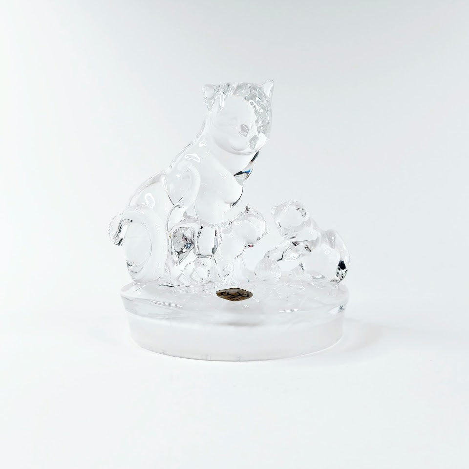 Royal Crystal Rock kissa ja pennut kristallifiguuri