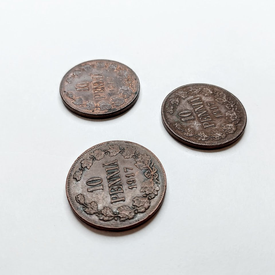 Suomen suuriruhtinaskunta 10 penniä 1917 3 kpl