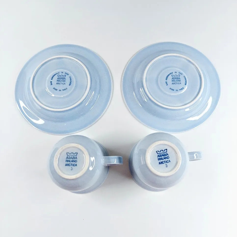 Arabia Arctica Sini kahvikupit 4 osaa