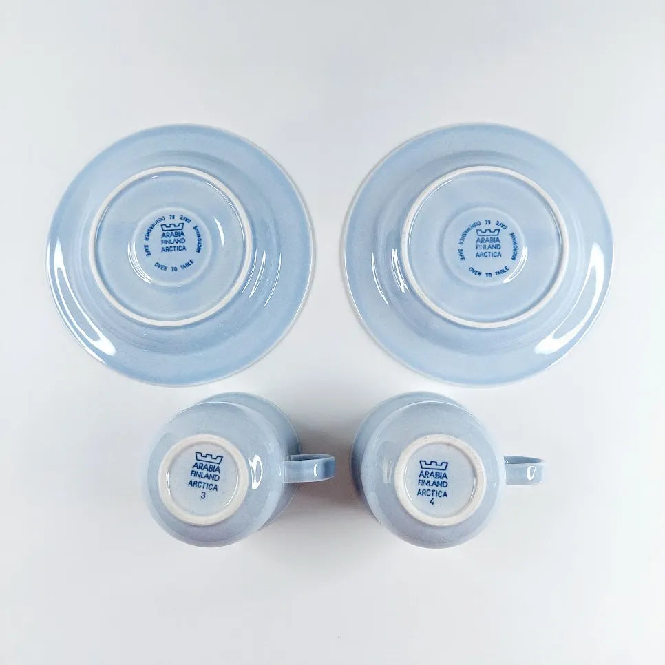 Arabia Arctica Sini kahvikupit 4 osaa