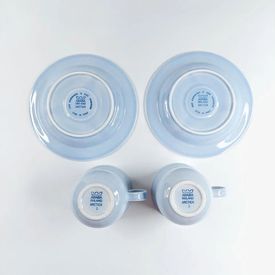 Arabia Arctica Sini kahvikupit 4 osaa