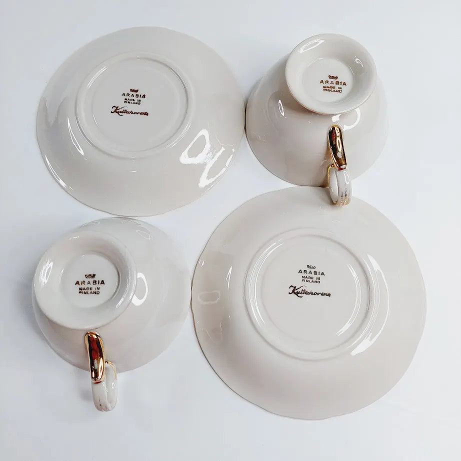 Arabia Kultakoriste kahvikuppisetti 4 osaa