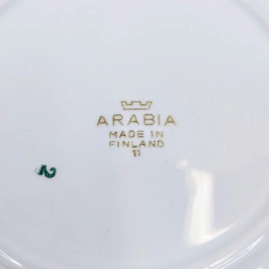 Arabia pullalautanen vaaleansininen ja kulta raita 2 kpl