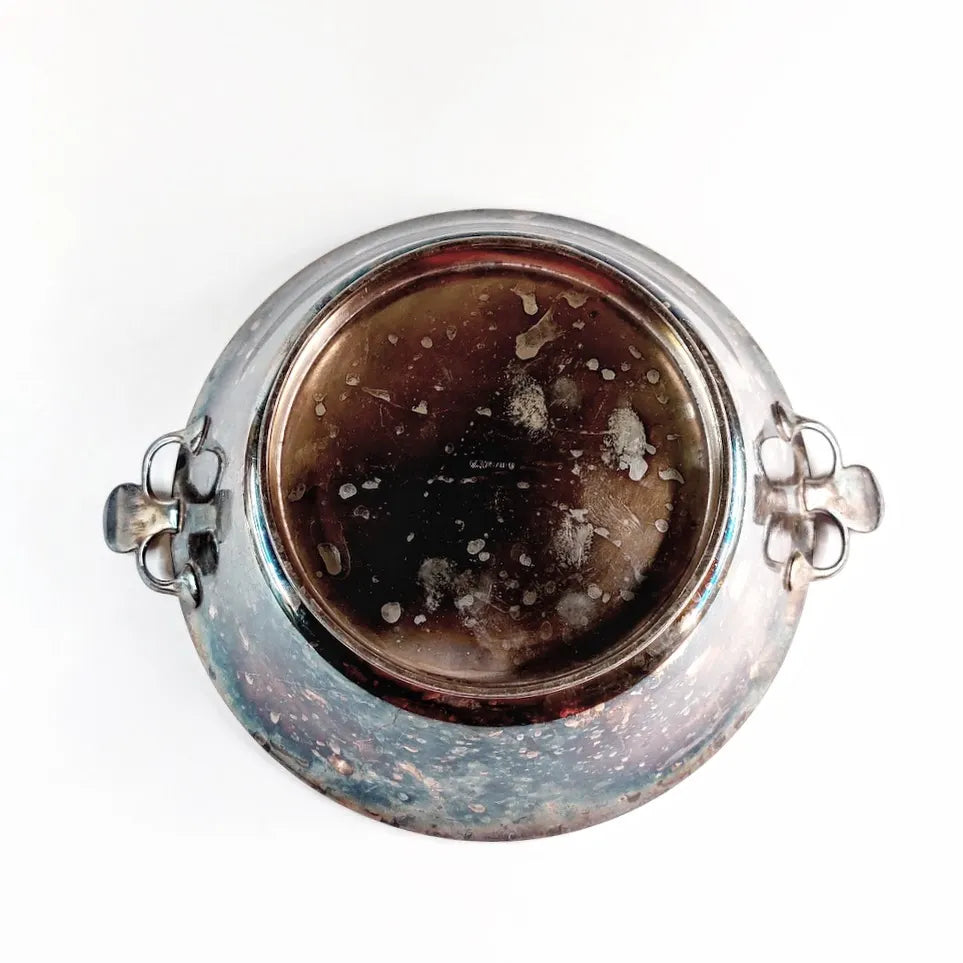 GAB hopeoitu kannellinen art deco kulho 20,5 cm