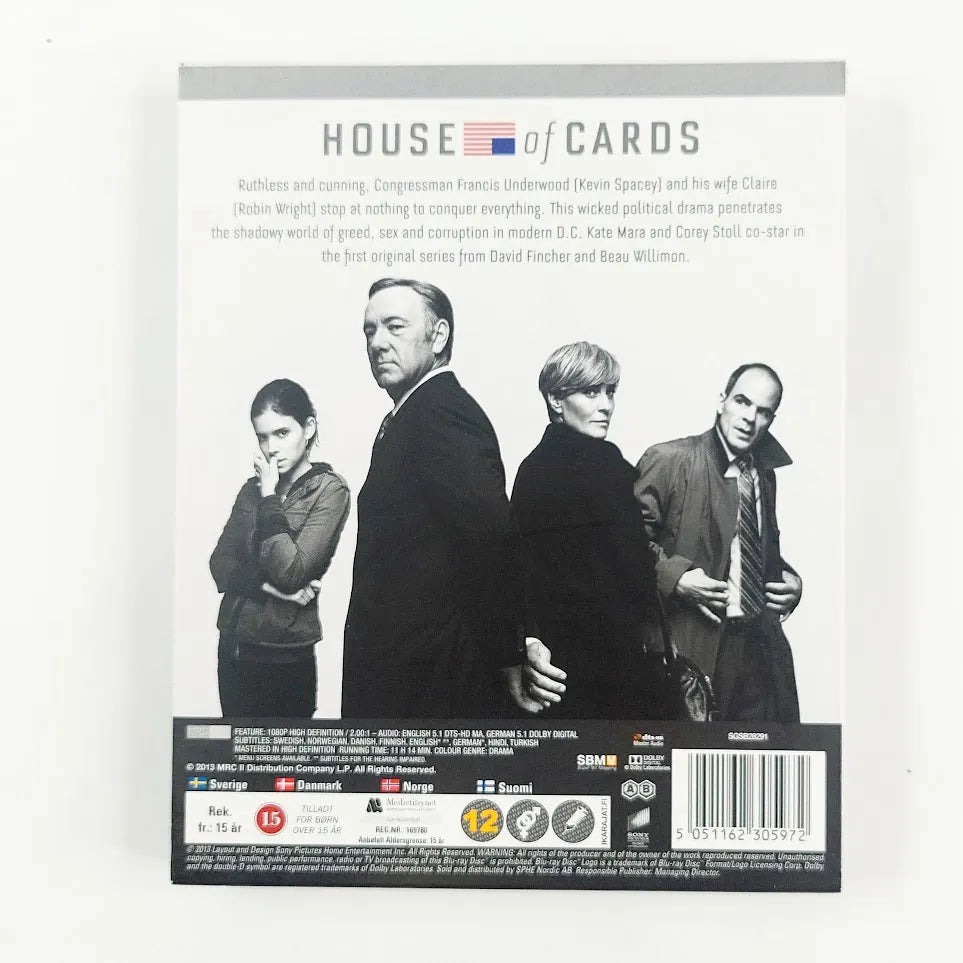 House of Cards The Complete First Season Blu-ray 4 levyä