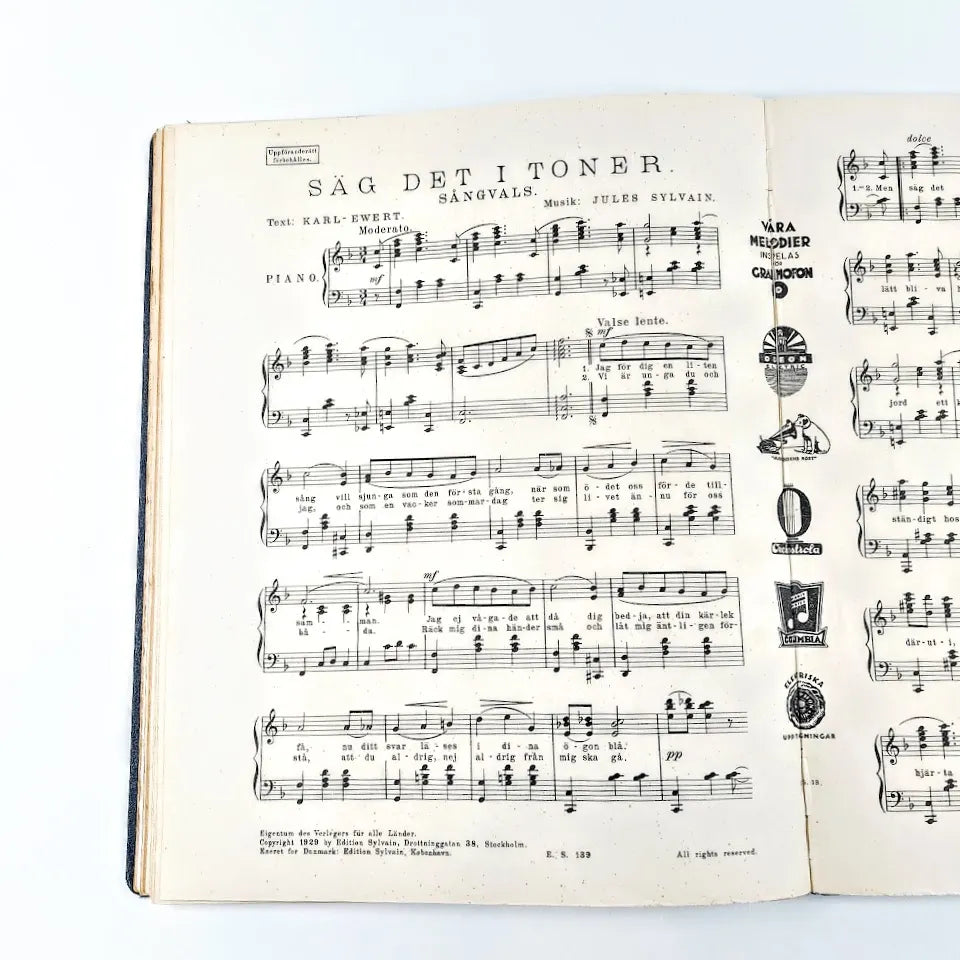 Nuottikirja 20 kappaletta nuotteja 1928-1933