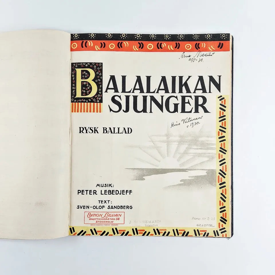 Nuottikirja 20 kappaletta nuotteja 1928-1933