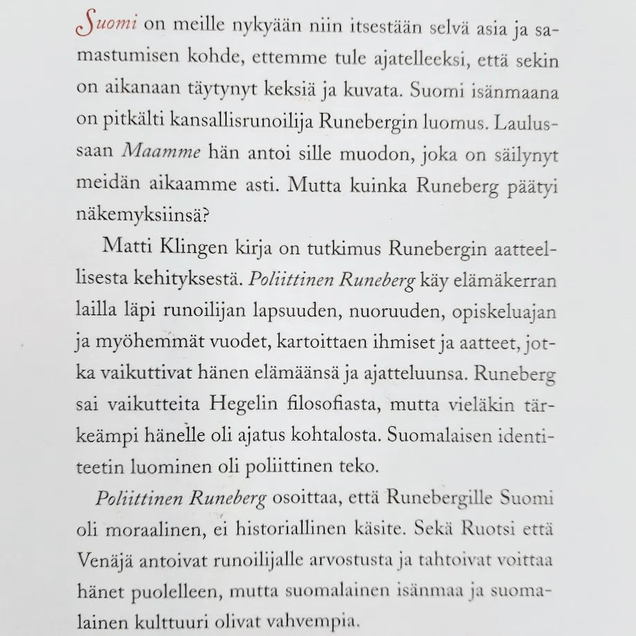 Matti Klinge: Poliittinen Runeberg