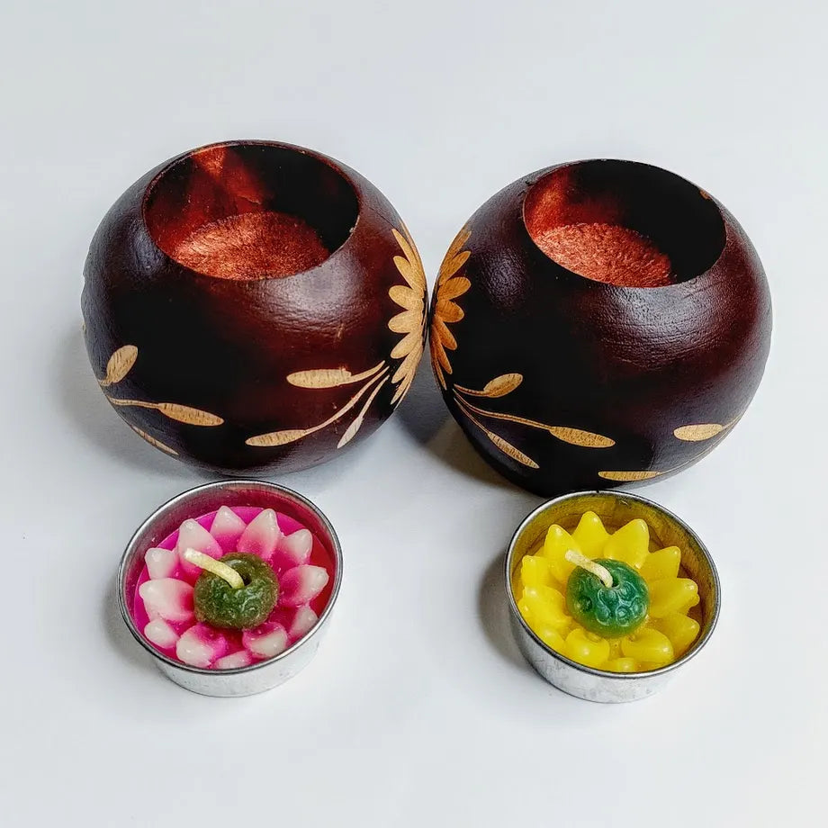 Puinen tuikkulyhty 6 cm 2 kpl