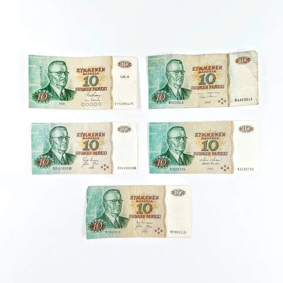 Suomi 10 markkaa seteli 1980 5 kpl