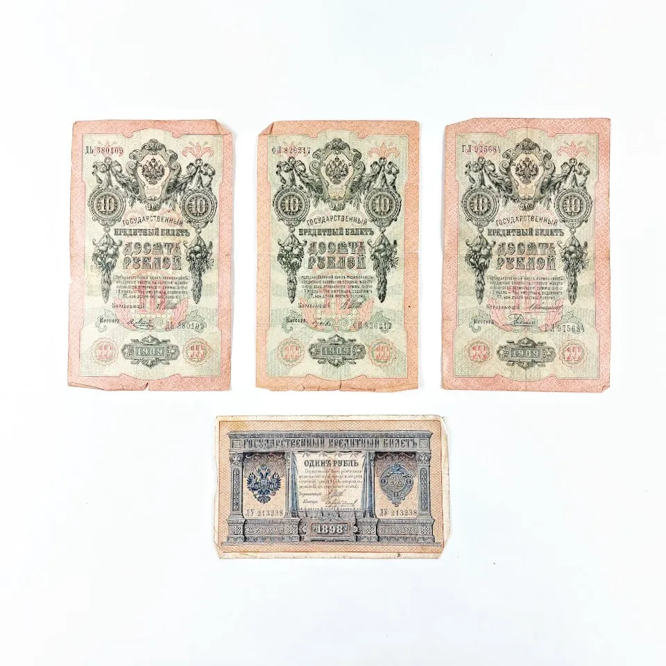 Venäjän keisarikunta rupla seteli 1898 ja 1909 4 kpl