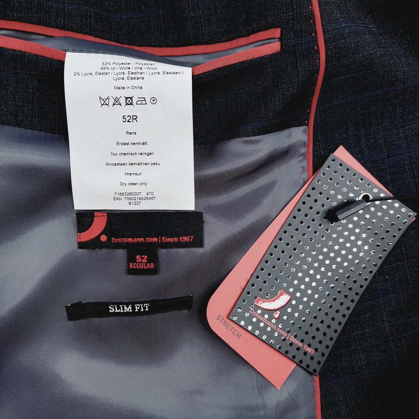 Dressmann Slim Fit bleiseri koko 52