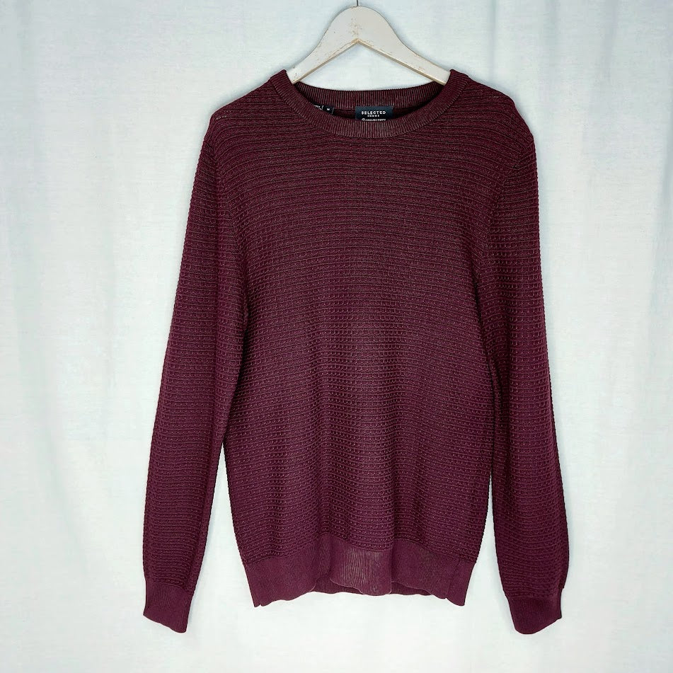 Selected Homme Slharon structure crew neck puuvillaneule koko M