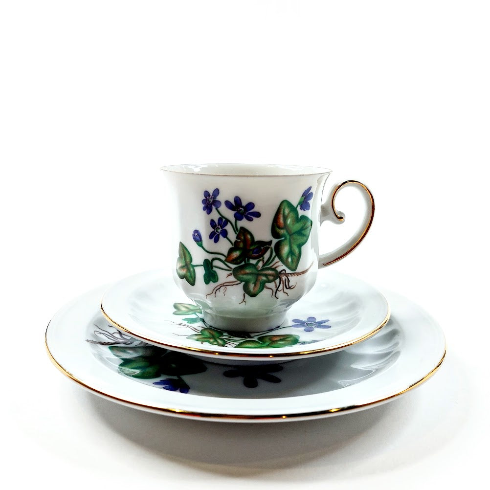 Apilanlehti Carl von Linné 1976 kahvikuppisetti 3 osaa