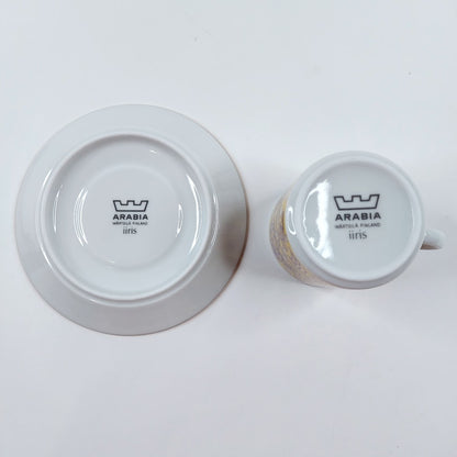 Arabia Iiris mokkakuppi ja lautanen 2 kpl