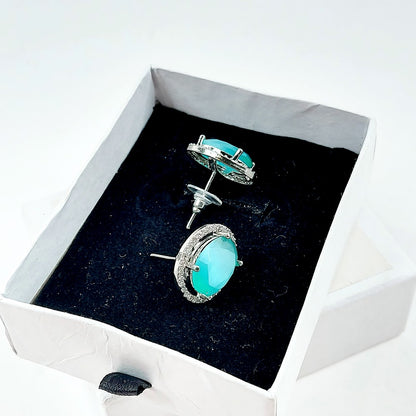 Oval aqua nappikorvakorut Bellus By Bia