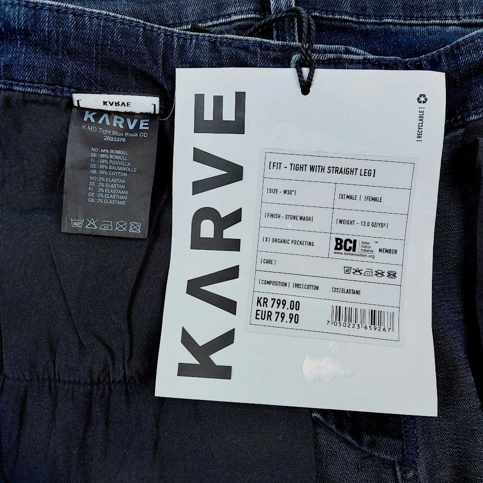 Carlings Karve MD Tight Blue Black OD stretchfarkut koko 30"