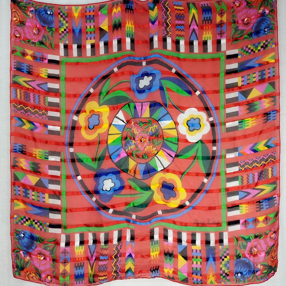 Christian Fischbacher vintage huivi 85x87 cm