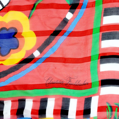 Christian Fischbacher vintage huivi 85x87 cm