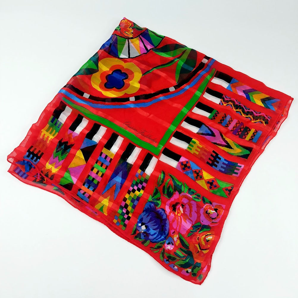 Christian Fischbacher vintage huivi 85x87 cm