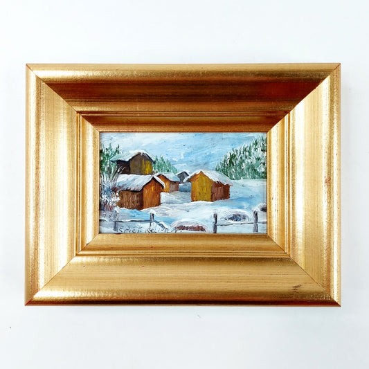 E. Pitkänen miniatyyri öljyvärimaalaus 1979