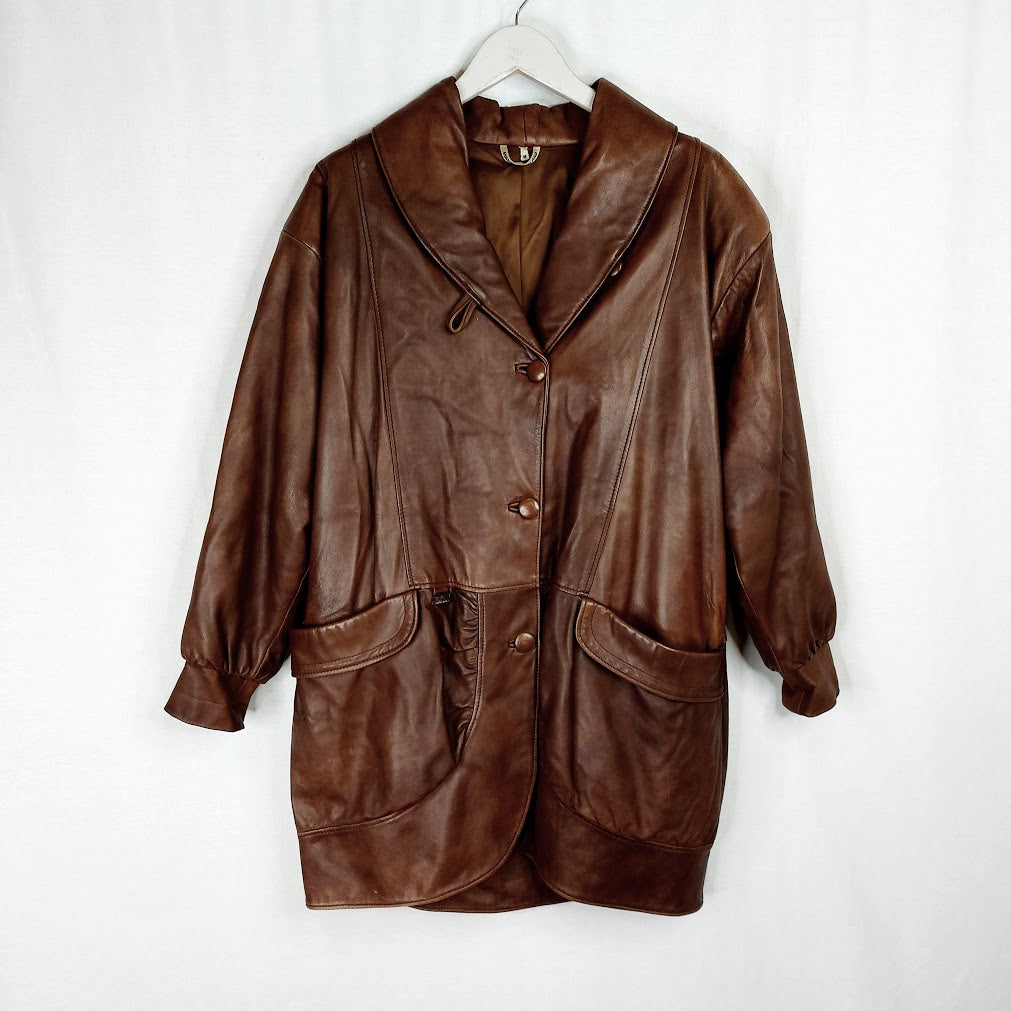 FinLed Finnish Leather Design vintage nahkatakki koko M