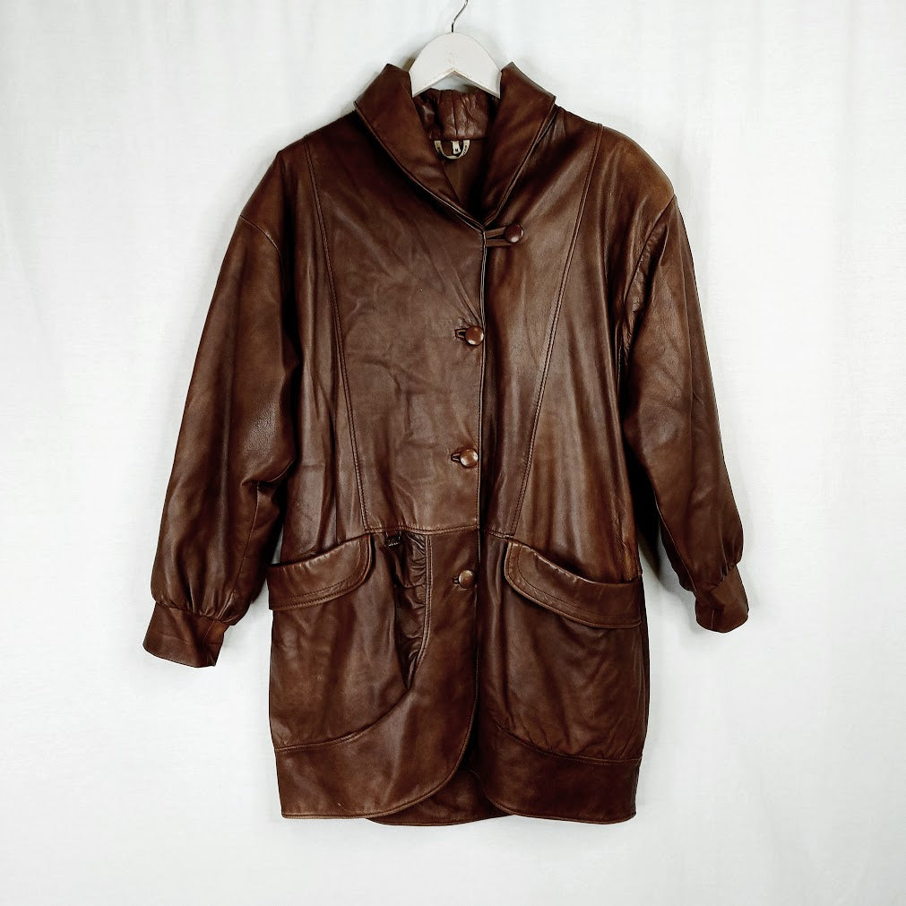 FinLed Finnish Leather Design vintage nahkatakki koko M