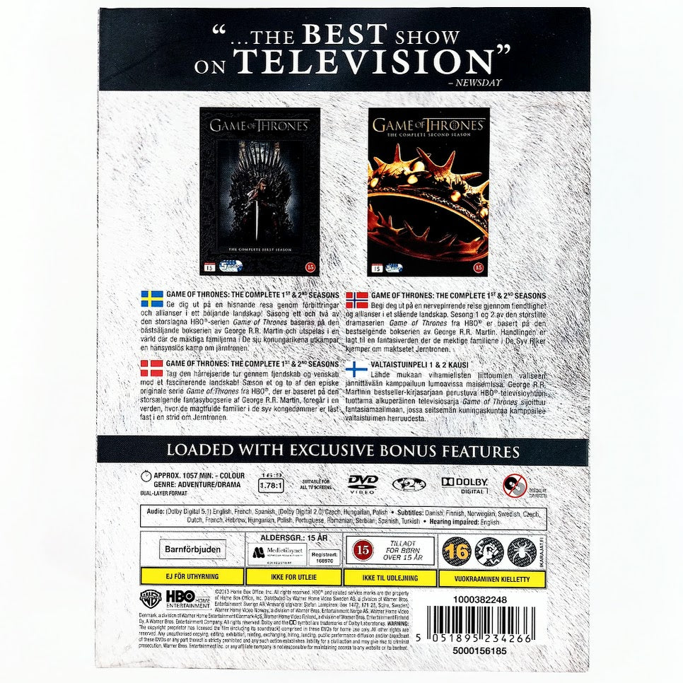 Game of Thrones The Complete First & Second Seasons DVD 10 levyä