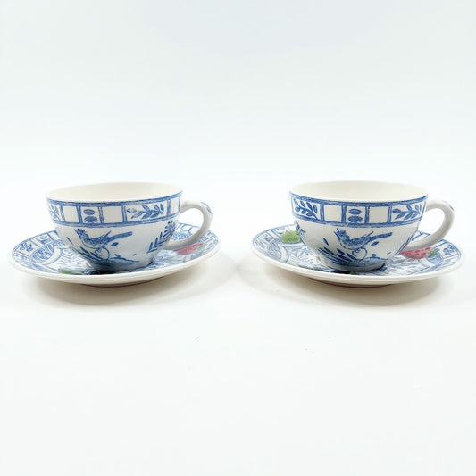 Gien Oiseau Bleu kuppi ja aluslautanen 2 kpl