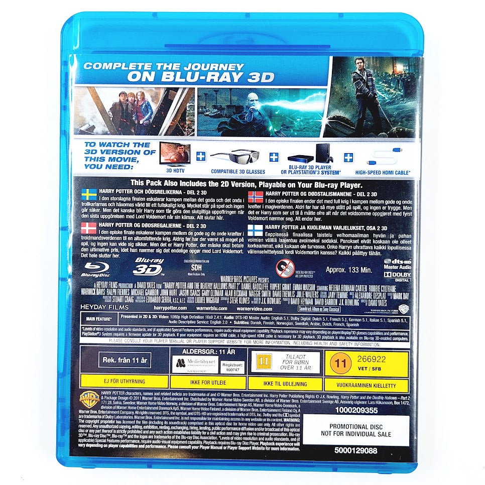 Harry Potter and the Deathly Hallows Part 2 3D Blu-ray 2 levyä