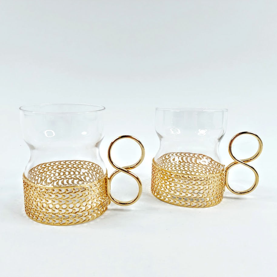 Iittala Tsaikka lasit kullan värisellä pidikkeellä 2kpl