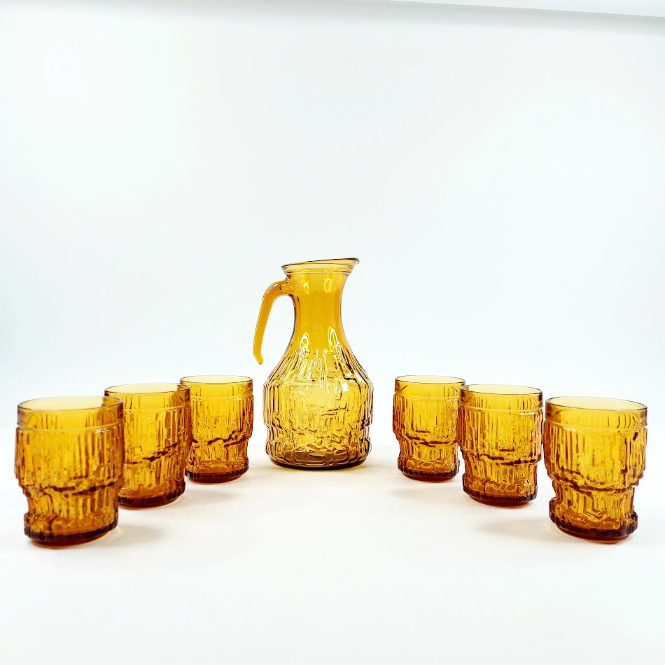 Italialainen vintage-tyylinen lasikannu- ja juomalasisetti 7 osaa