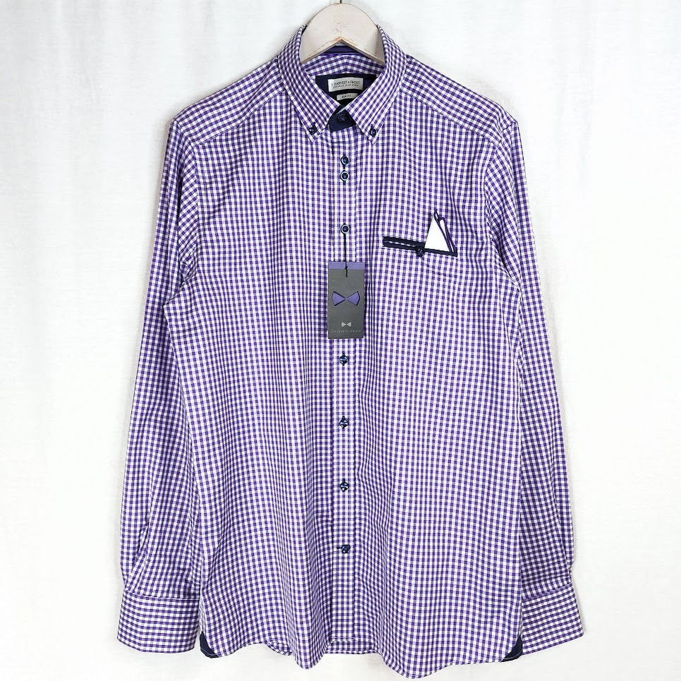 J. Harvest & Frost Purple Bow 41 Slim kauluspaita koko L