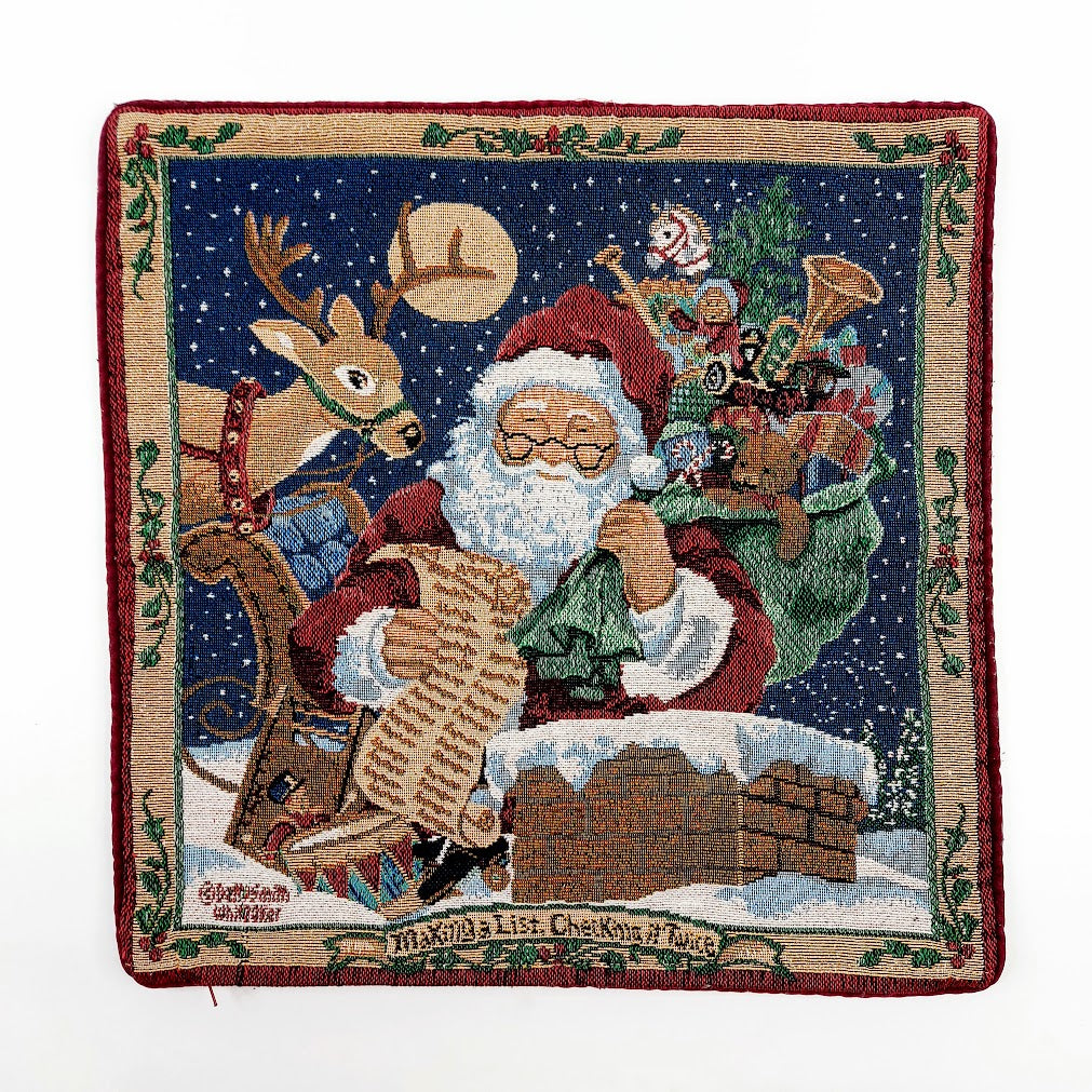 Jouluinen gobeliinityynynpäällinen Joulupukki 39x39 cm