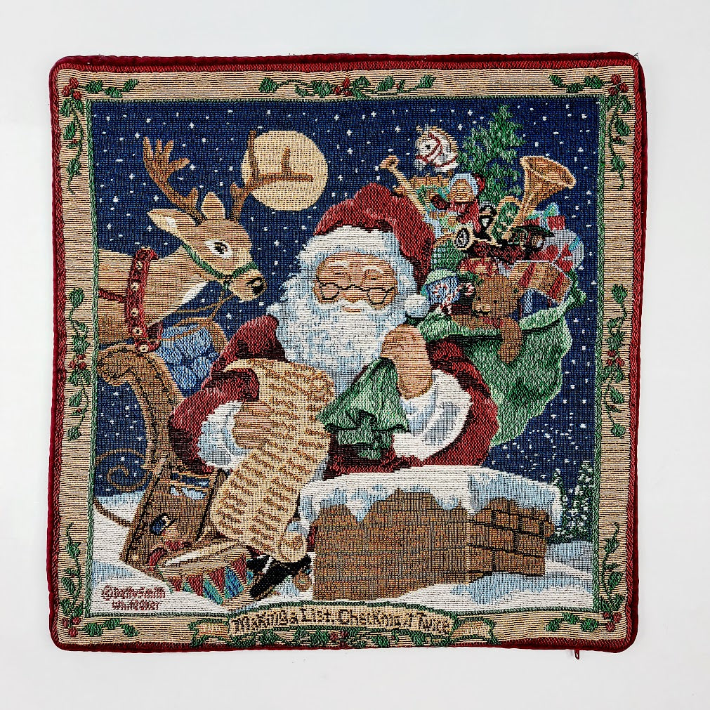 Jouluinen gobeliinityynynpäällinen Joulupukki 39x39 cm