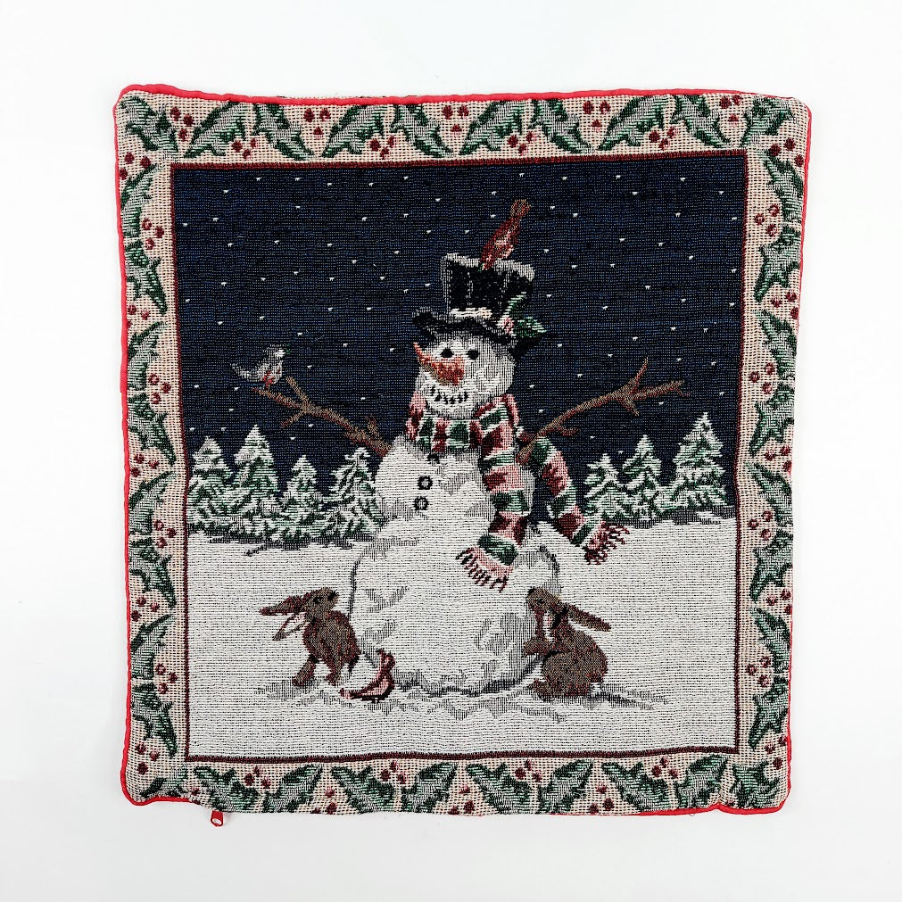 Jouluinen gobeliinityynynpäällinen Lumiukko 35x37 cm