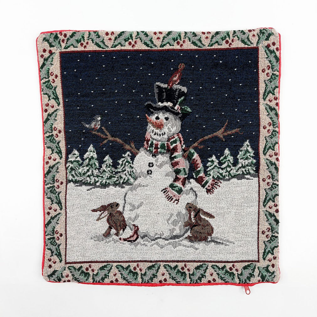 Jouluinen gobeliinityynynpäällinen Lumiukko 35x37 cm