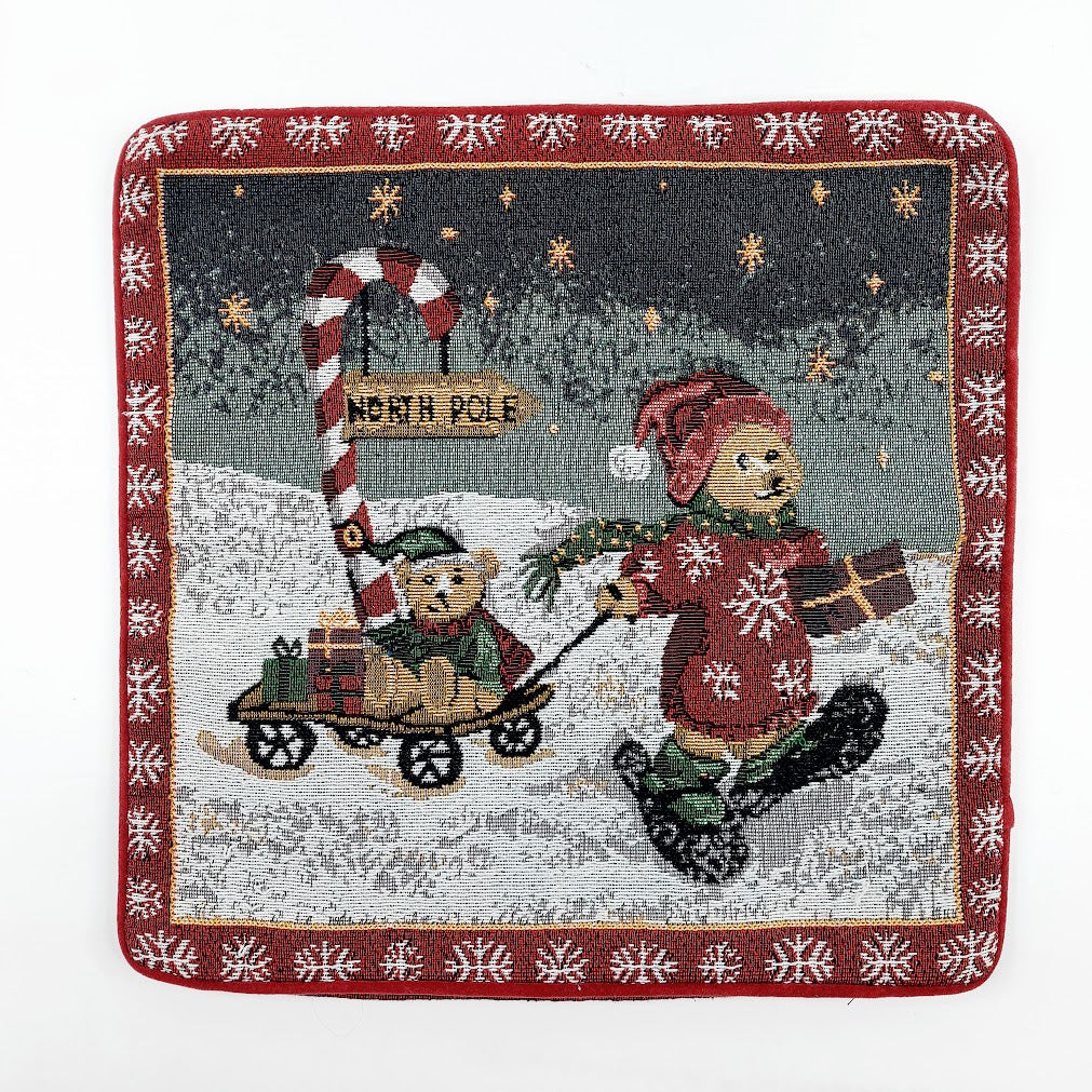 Jouluinen gobeliinityynynpäällinen Nallet 38x38 cm