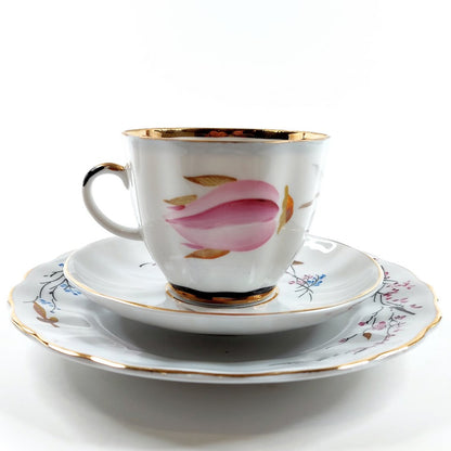 Lomonosov Pink Tulips kahvikuppisetti 6 osaa