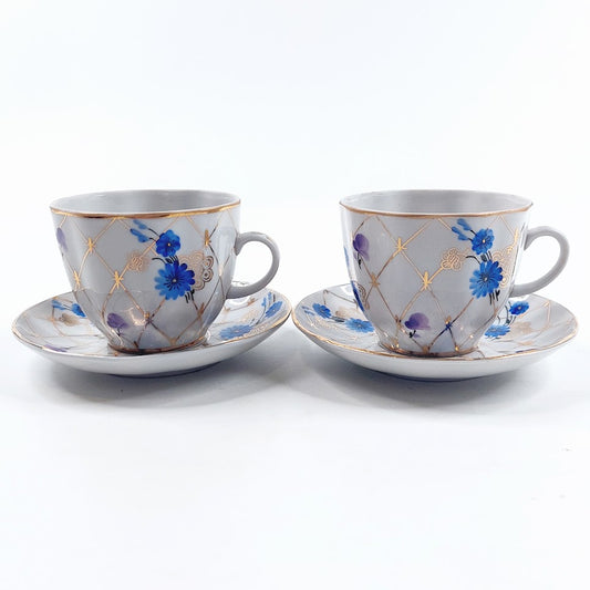 Lomonosov Siniset Kukat kahvikuppisetti 4 osaa