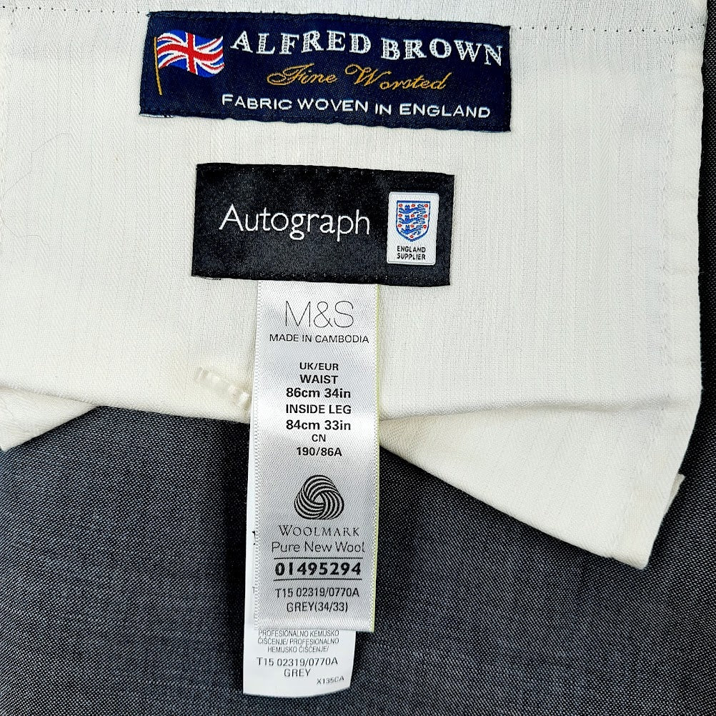 M&S Autograph Alfred Brown puku koko 48 / 34/33"