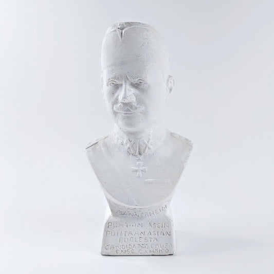 Kipsinen patsas Carl Gustaf Emil Mannerheim 12 x 22 cm