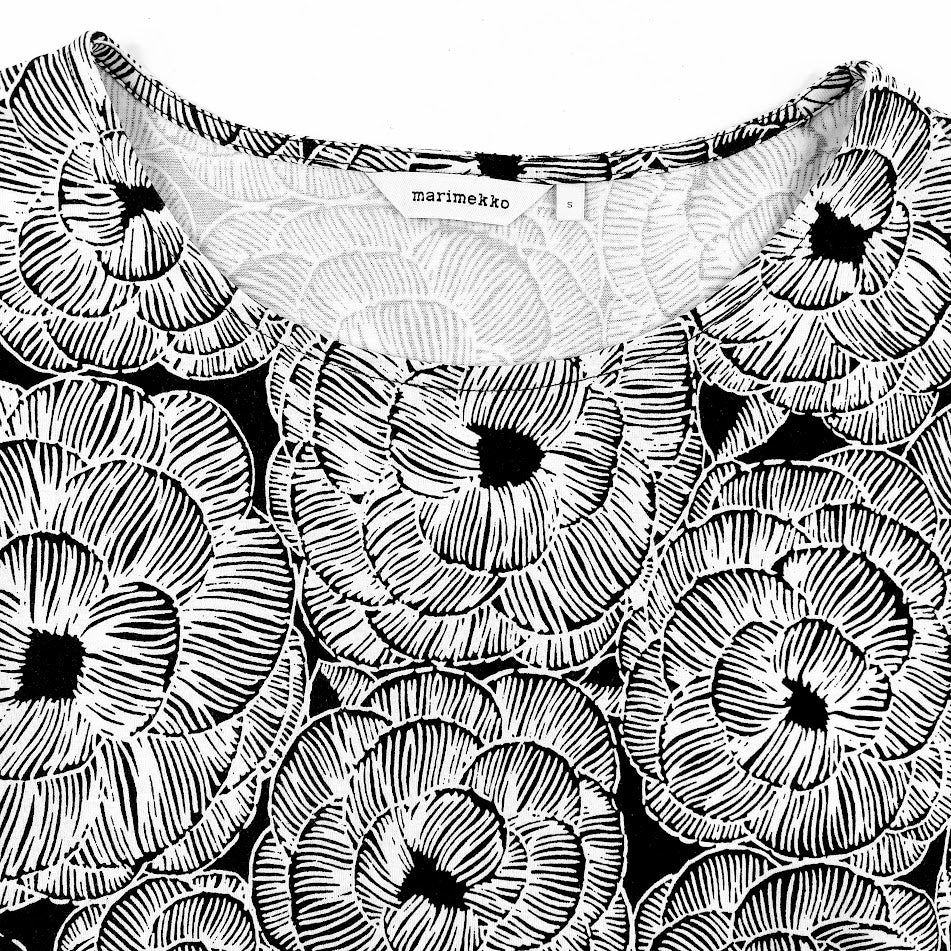Marimekko Varpu Mustaselja trikoomekko koko S