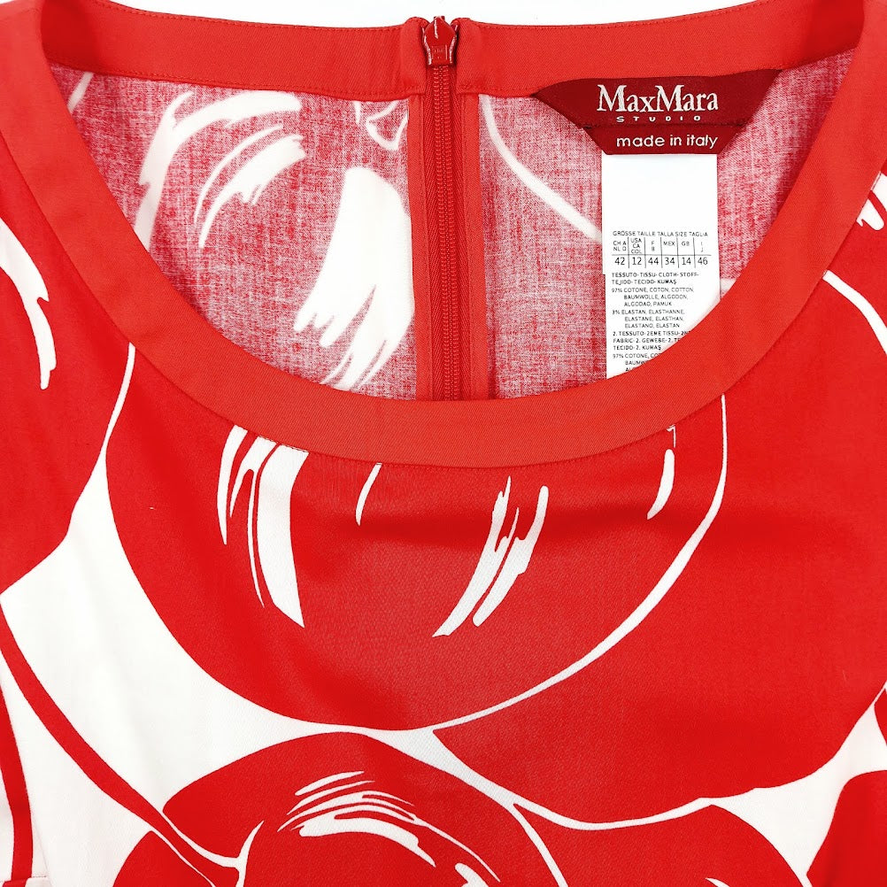 Max Mara Studio Red Cherry Print mekko koko 42